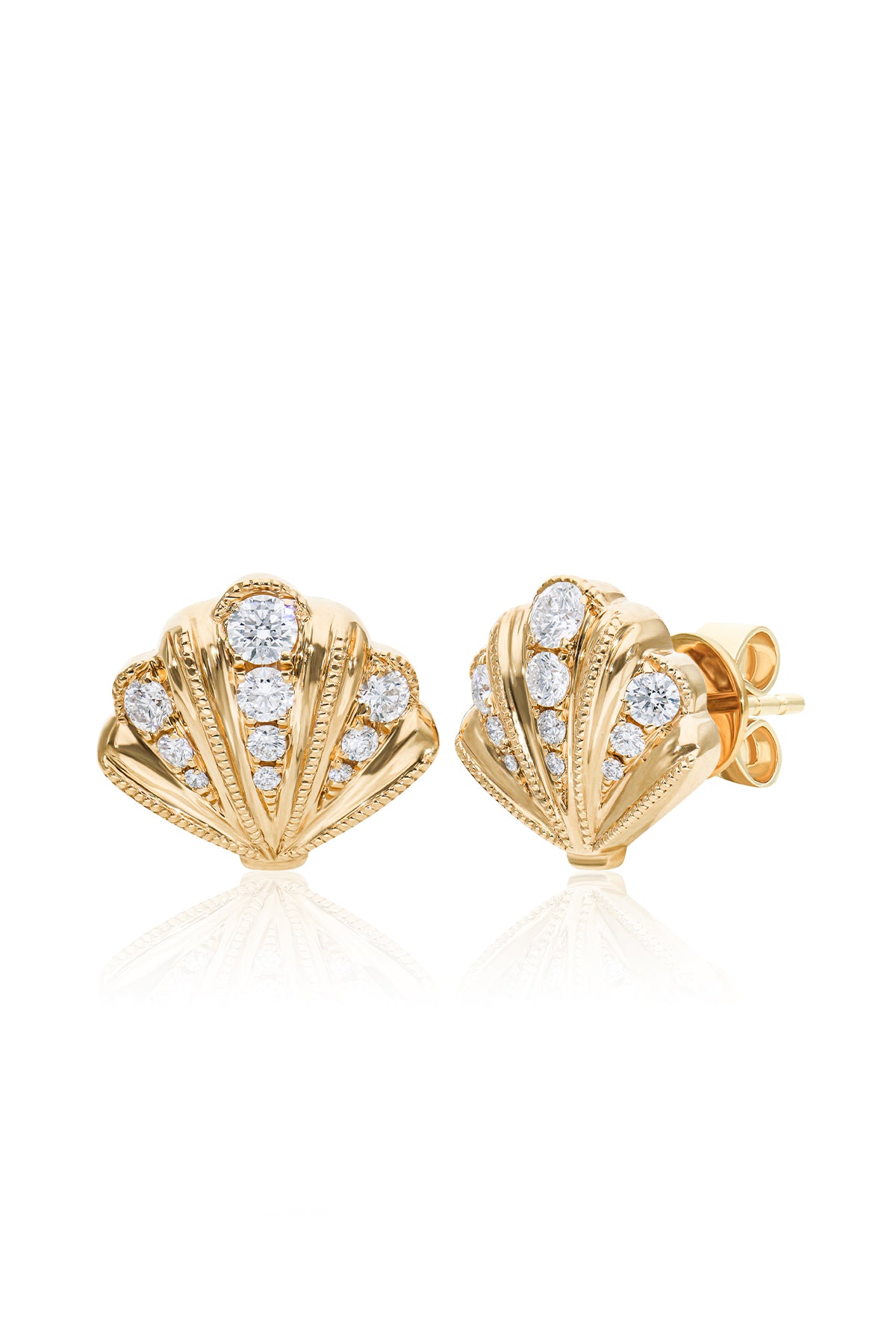 Sea Shell Diamond Studs