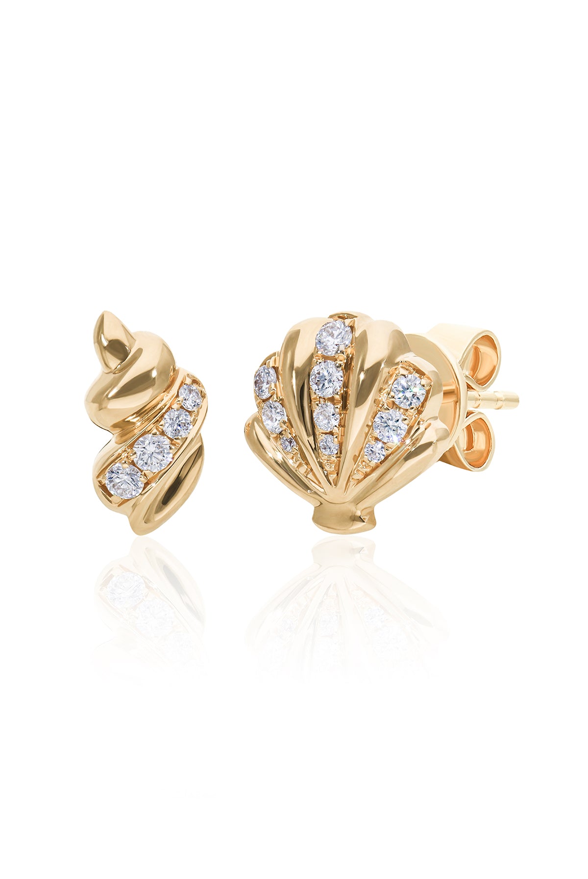 Conch & Sea Shell Diamond Studs