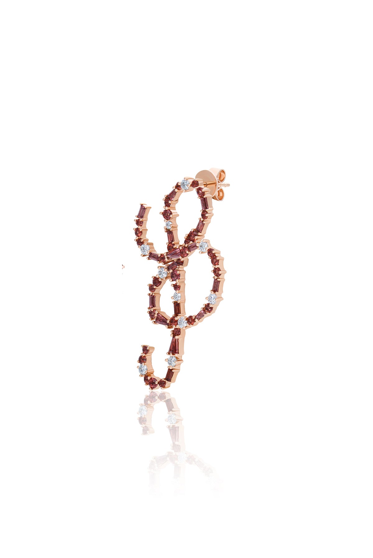 Red String of Fate Single Garnet Earring