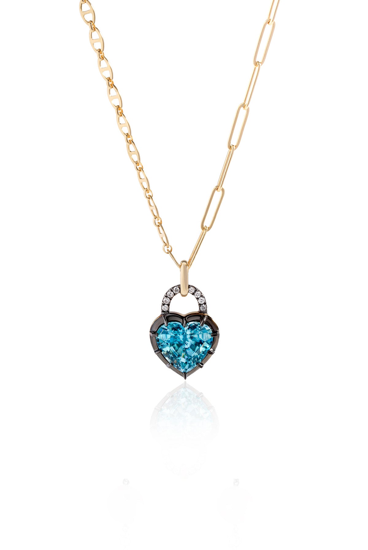 Blue Zircon Black Locket Pendant