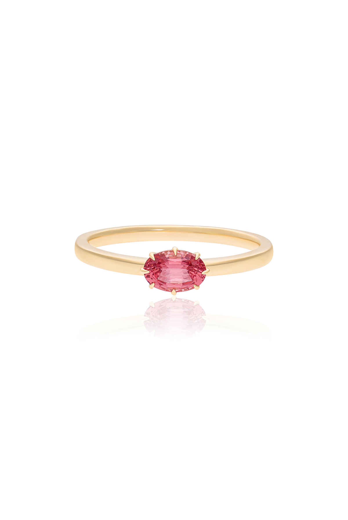 Jelly Bean Pink Tourmaline Ring in Prong Setting