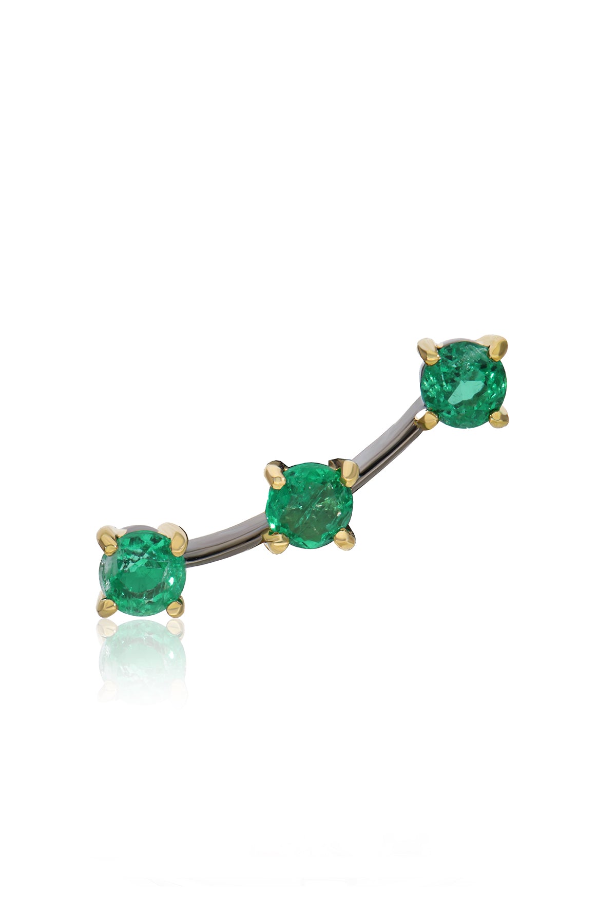 Trio Round Emerald Single Ear Crawler