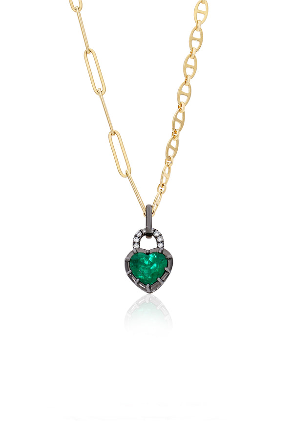 Emerald Heart Black Locket Pendant