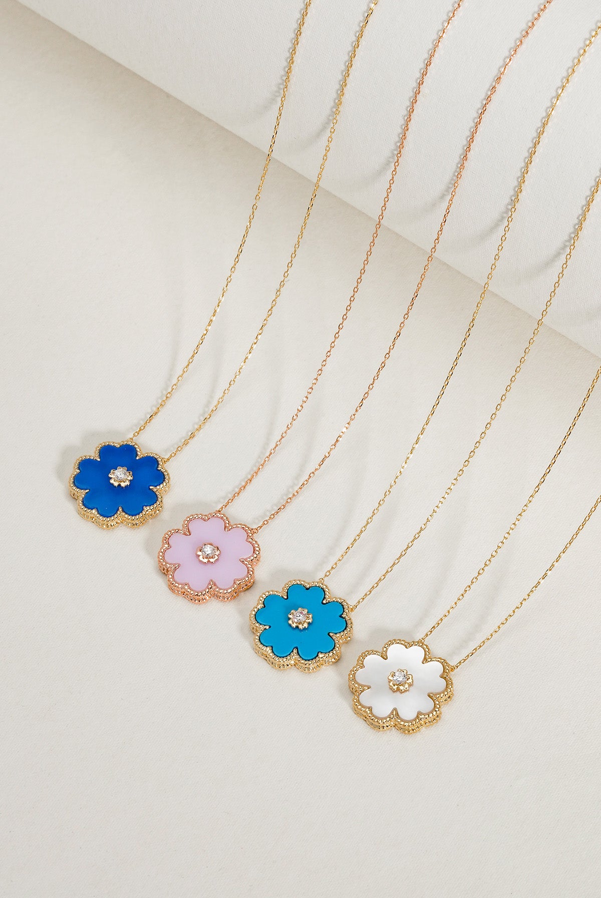 Forget Me Not Necklace in Pink Opal