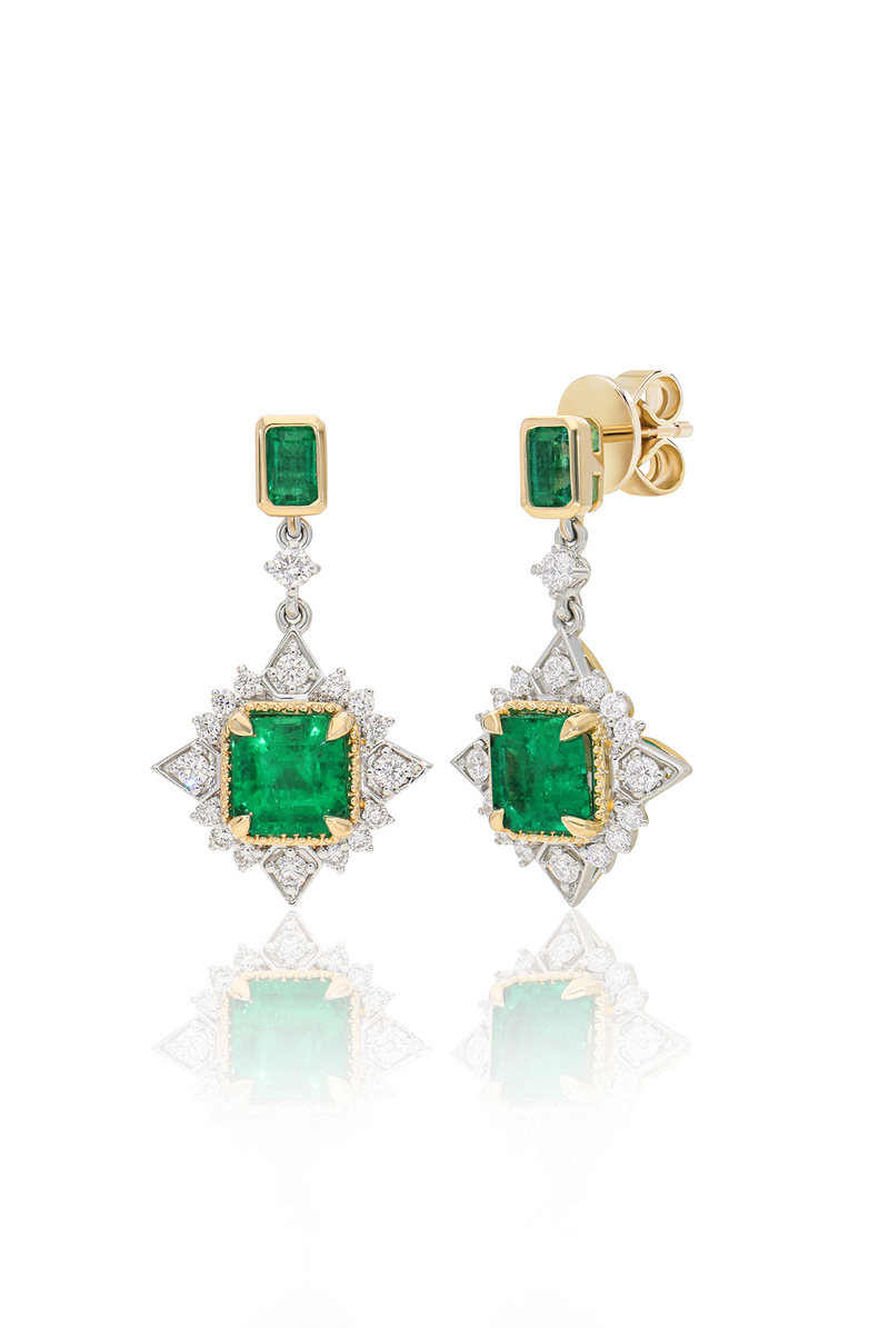 Bittar Asscher Emerald Drop Earrings