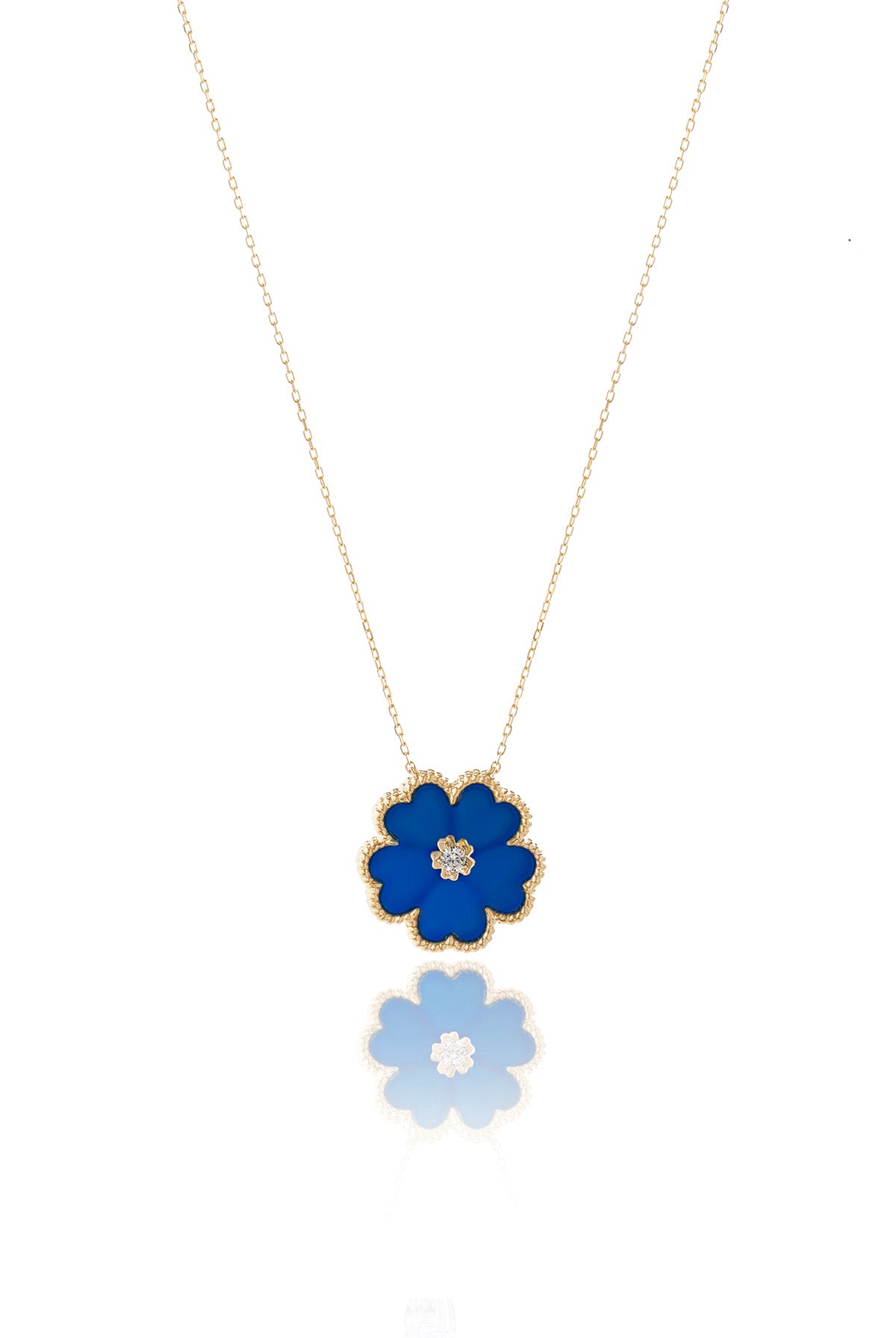 Forget Me Not Necklace in Blue Agate