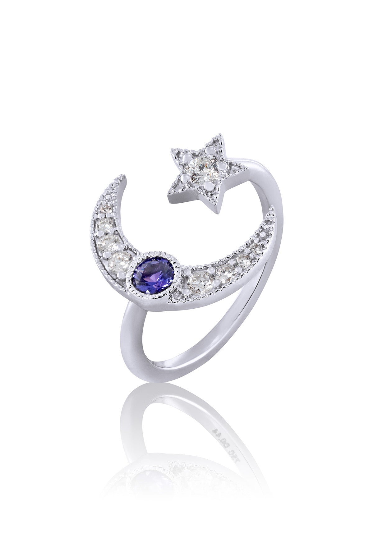 Star & Moon Blue Sapphire Ring