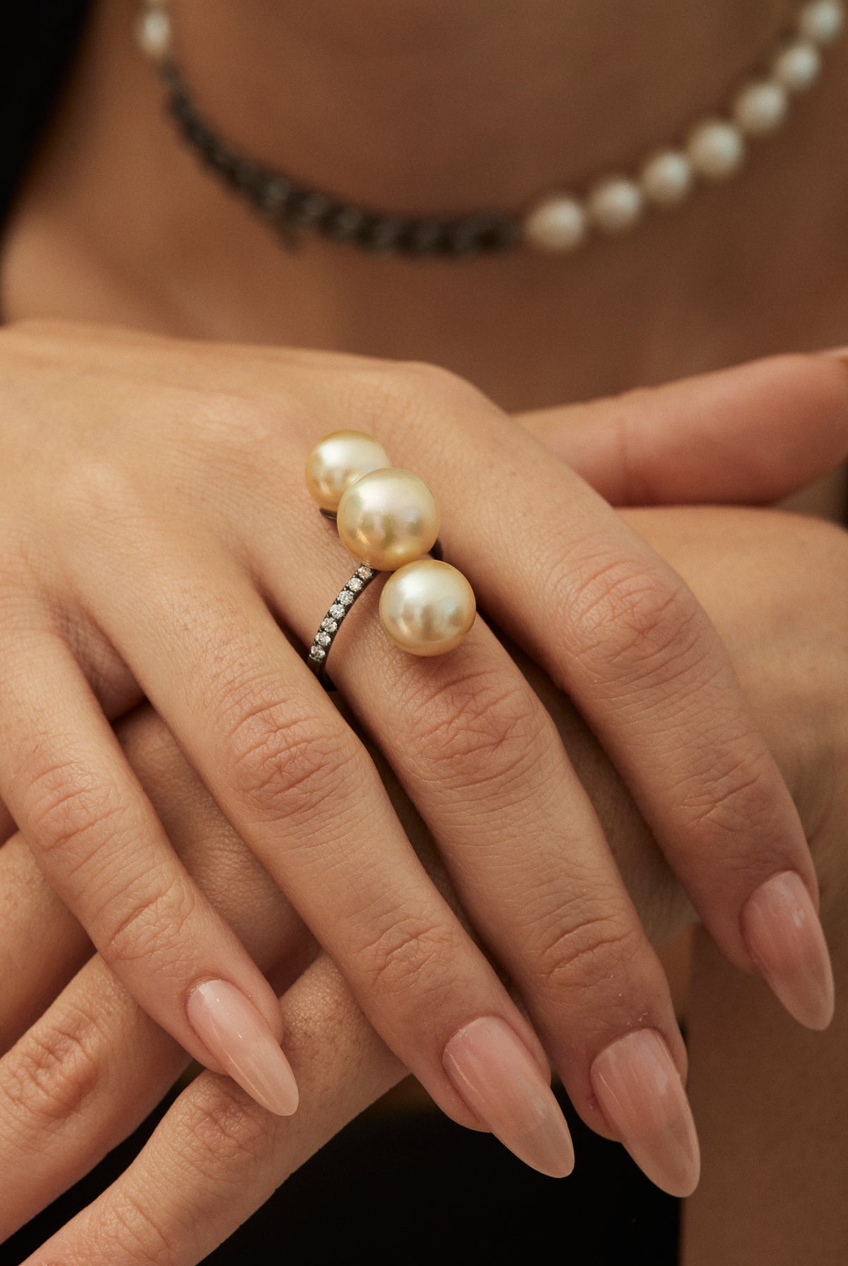 Golden South Sea Cross Ring