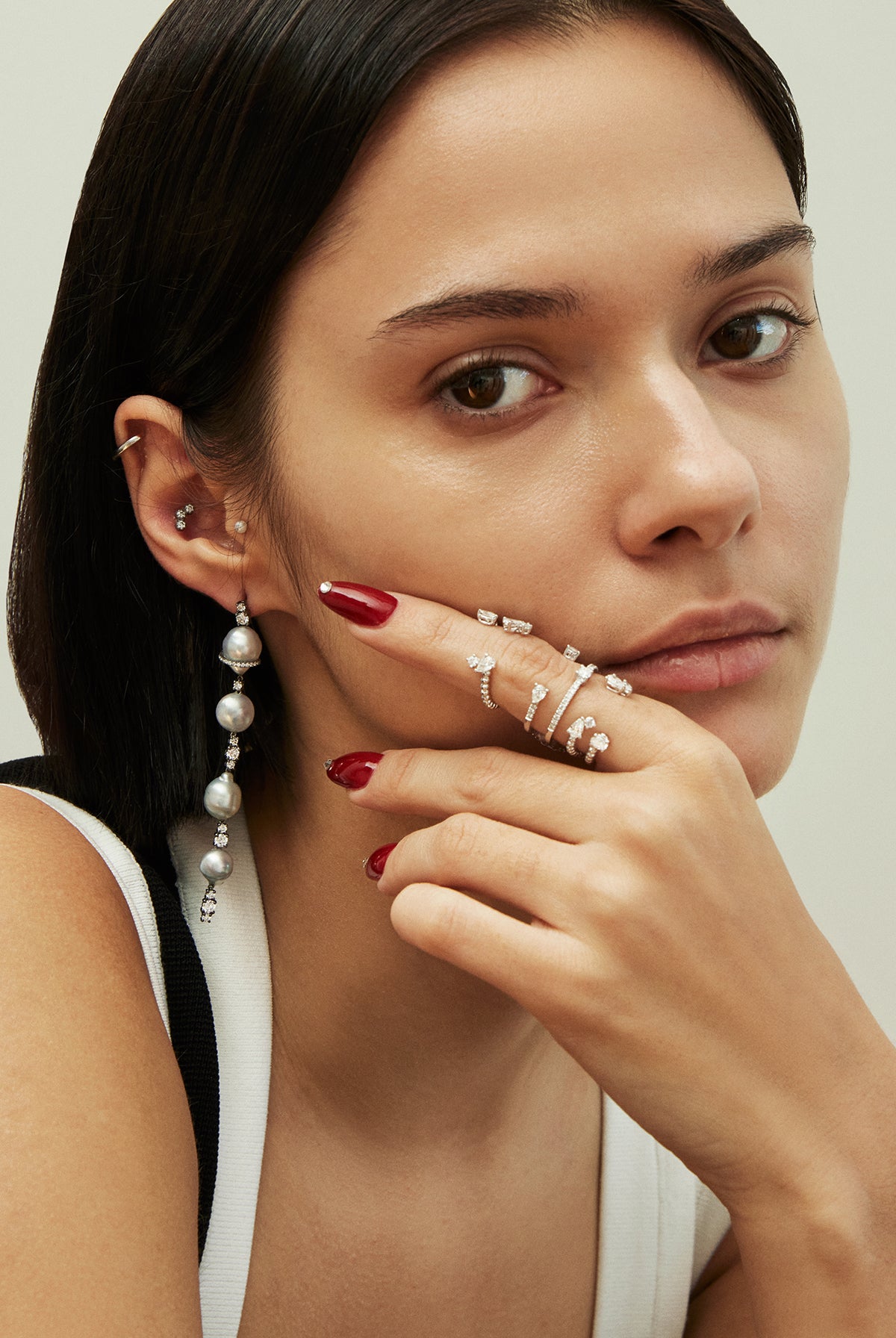 Midnight Steel Pearl Earrings