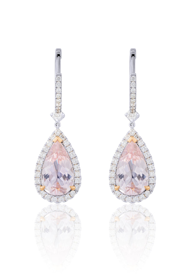 Pear Morganite & Diamond Earrings