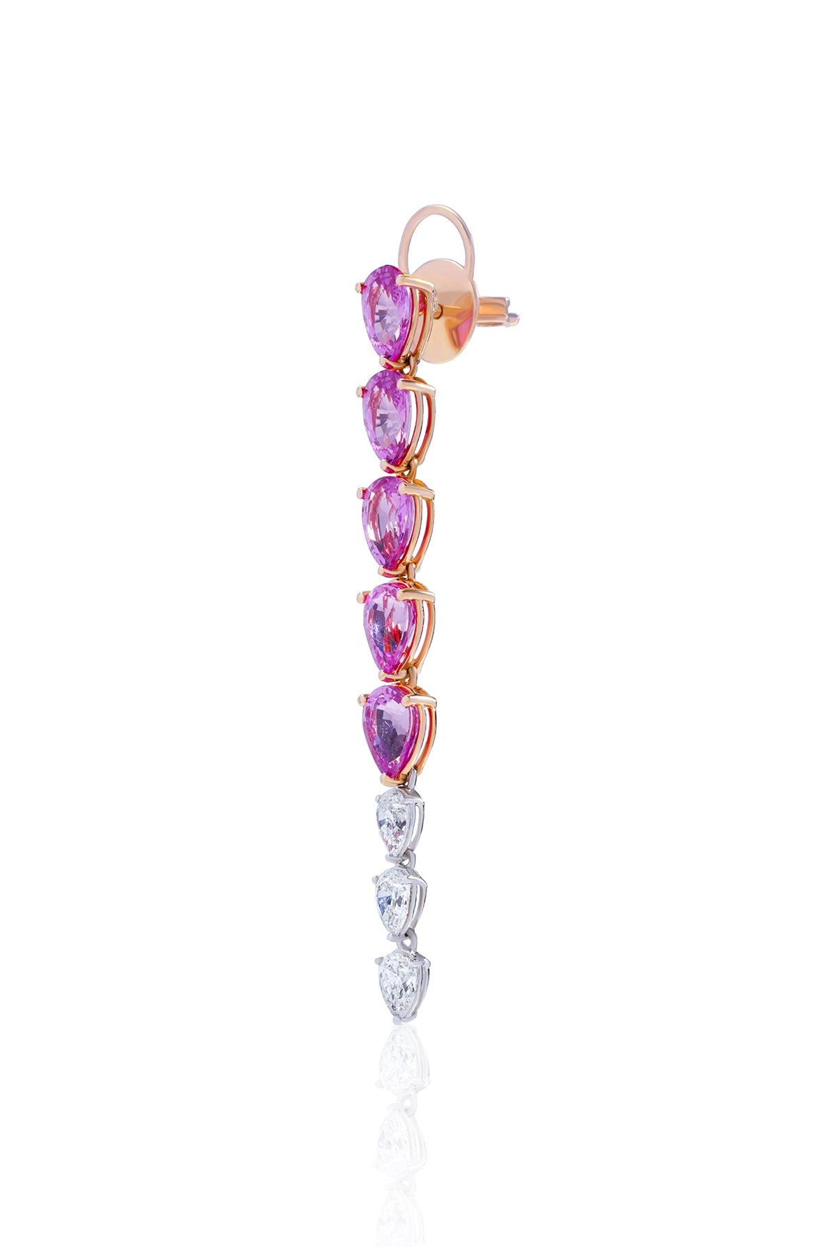 Pink Sapphire & Diamond Single Drop Earring