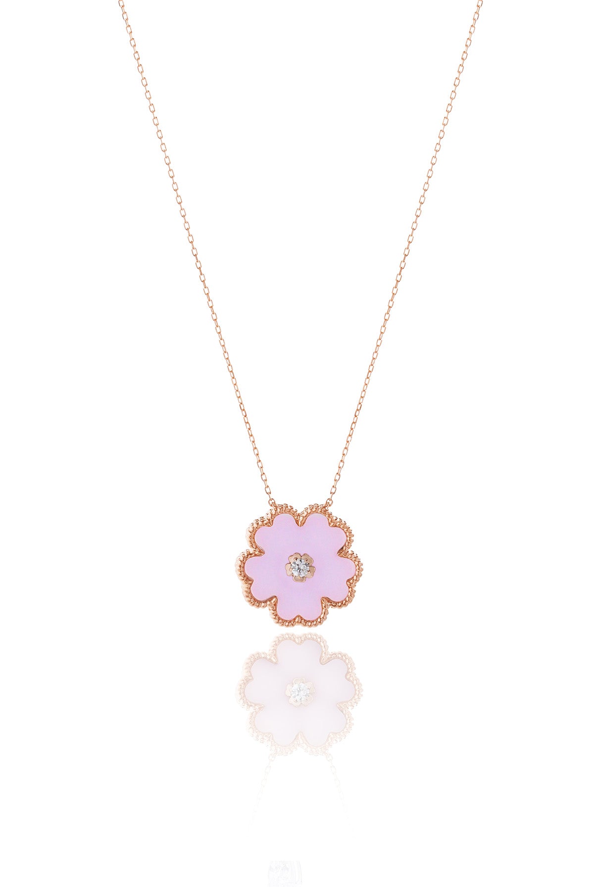 Forget Me Not Necklace in Pink Opal