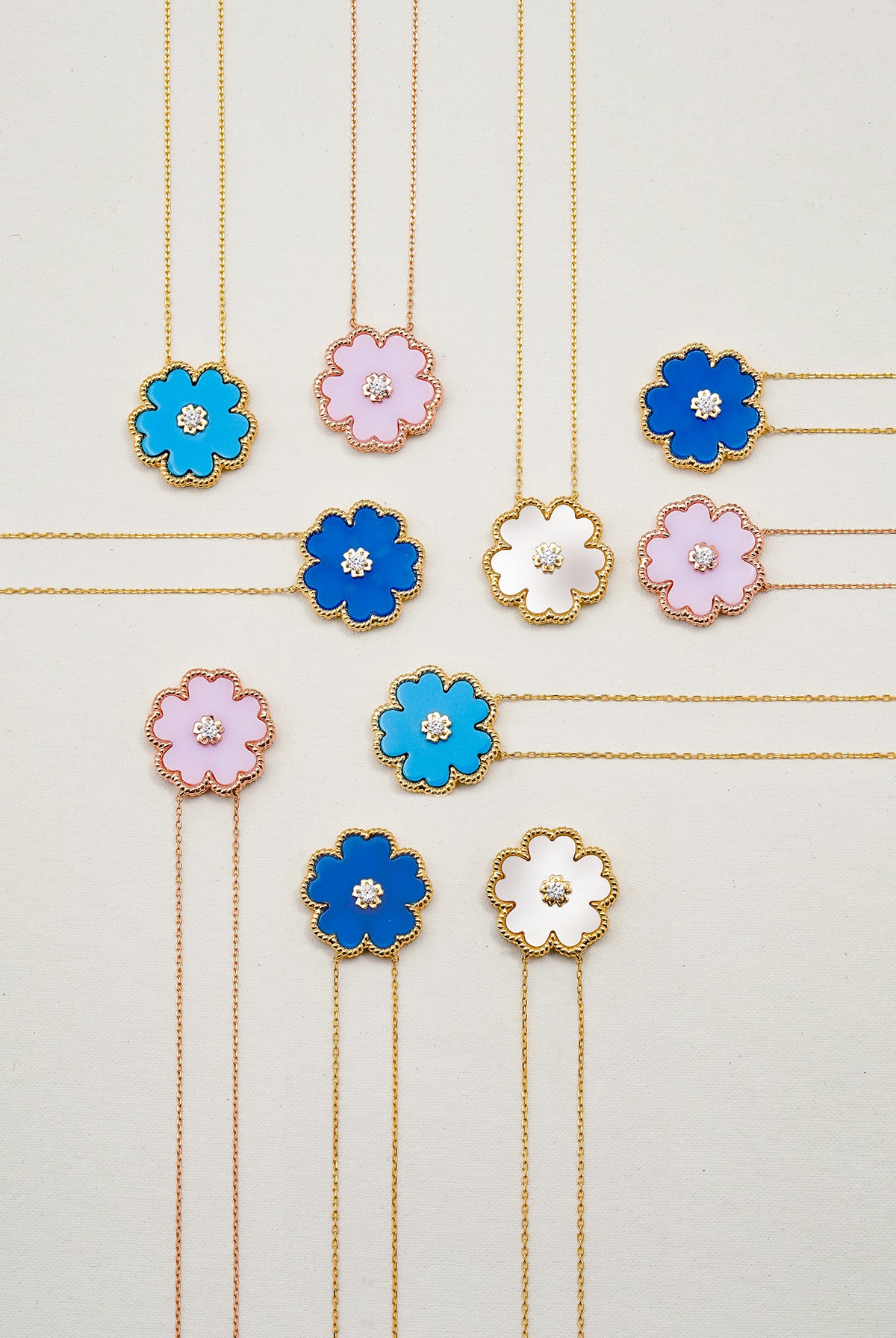 Forget Me Not Necklace in Blue Agate