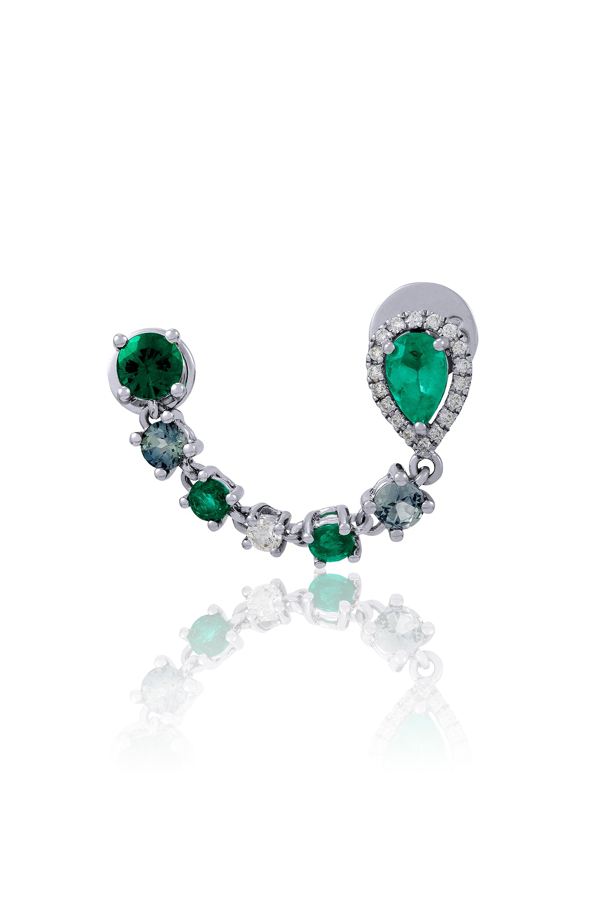 Multi Gemstone Chained Double Studs