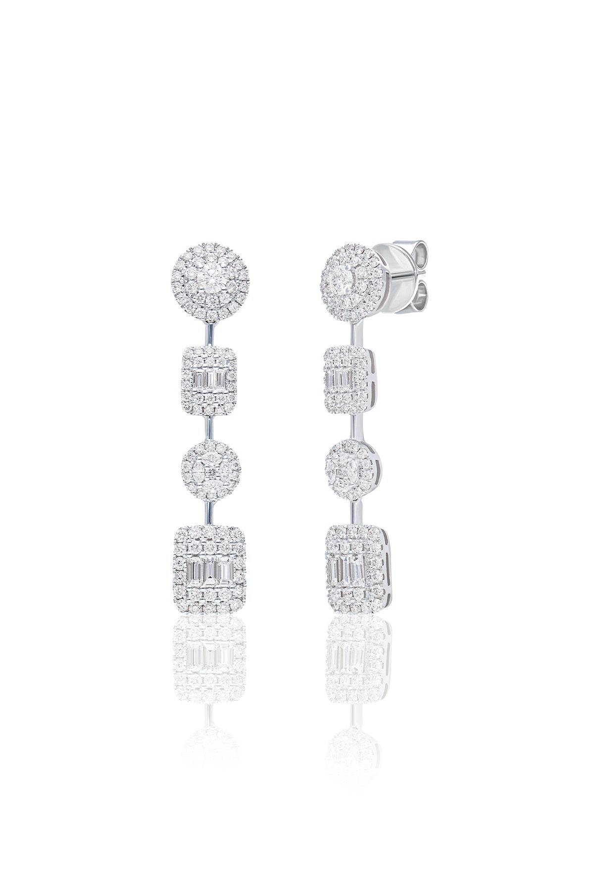 When Two Become One Emerald & Round Drop Cluster Earrings