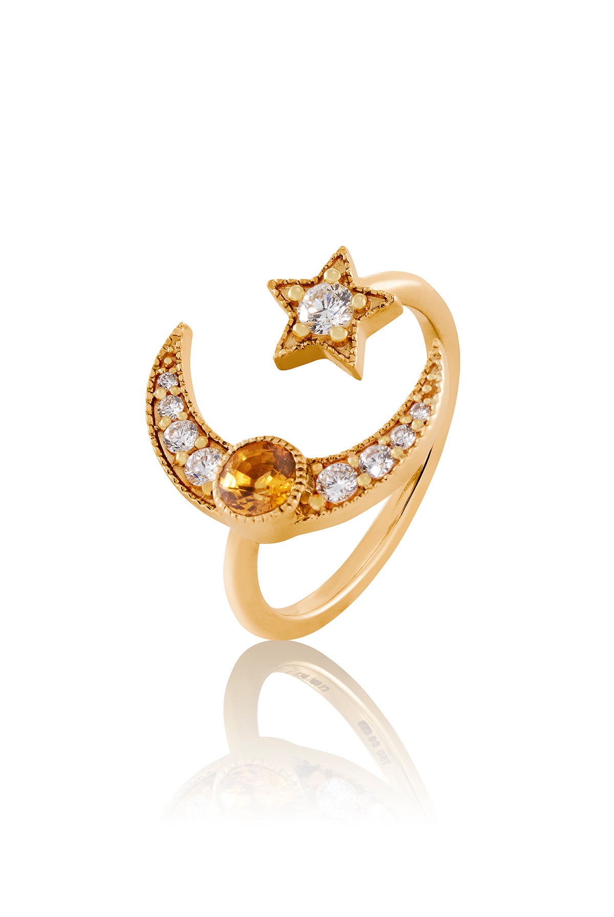 Star & Moon Yellow Sapphire Ring
