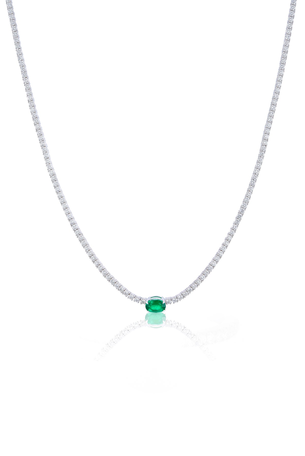 Oval Emerald Tennis Necklace