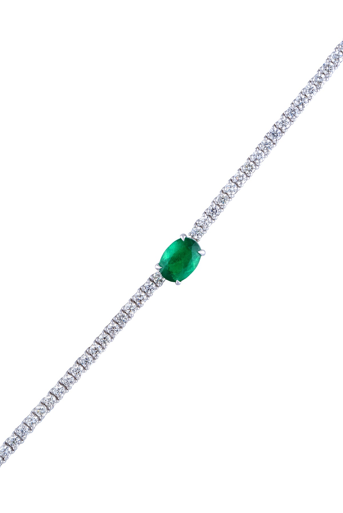 Oval Emerald Tennis Necklace