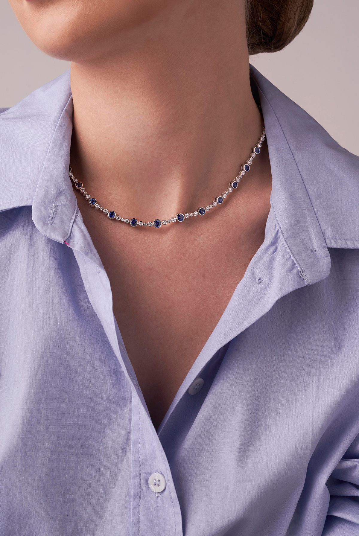 Silas Bezel Diamond & Sapphire Necklace