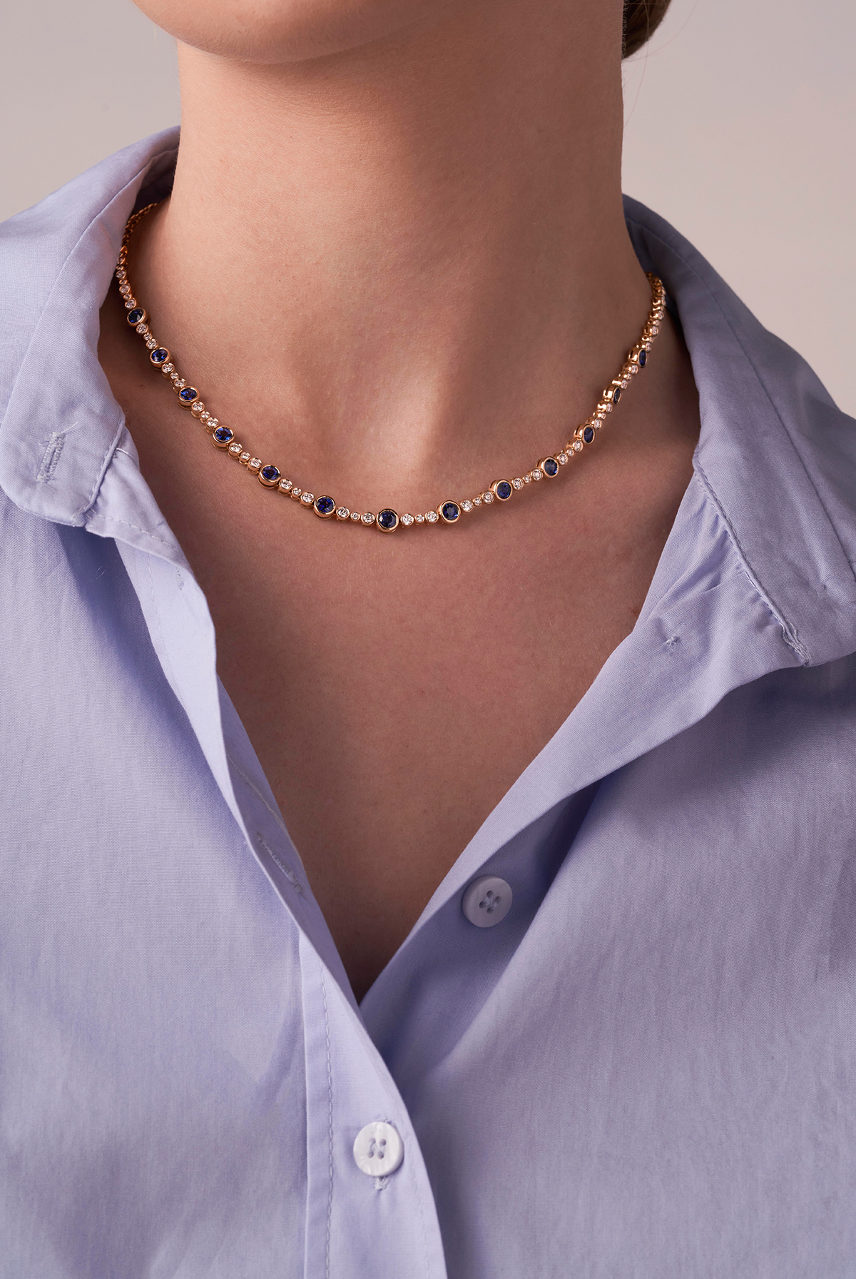 Silas Bezel Diamond & Sapphire Necklace