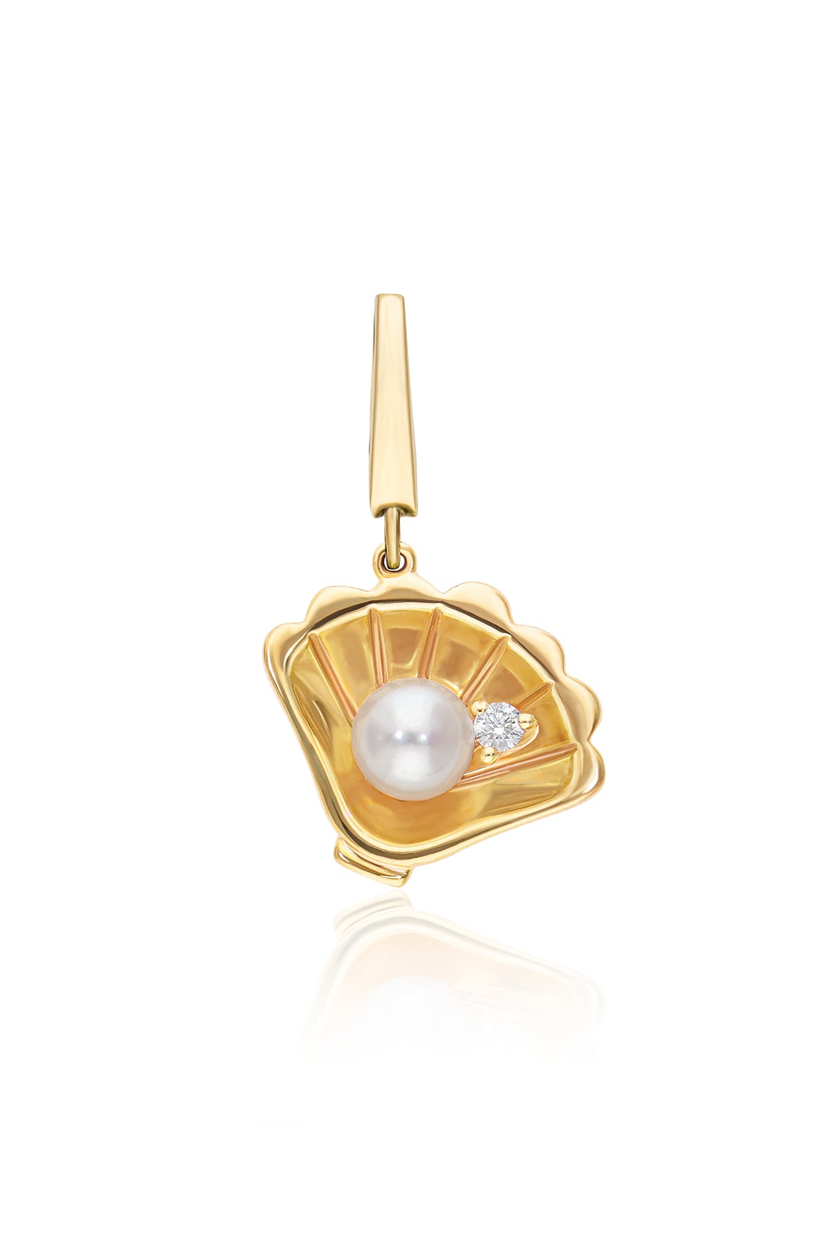 Pearl Clam Diamond Charm