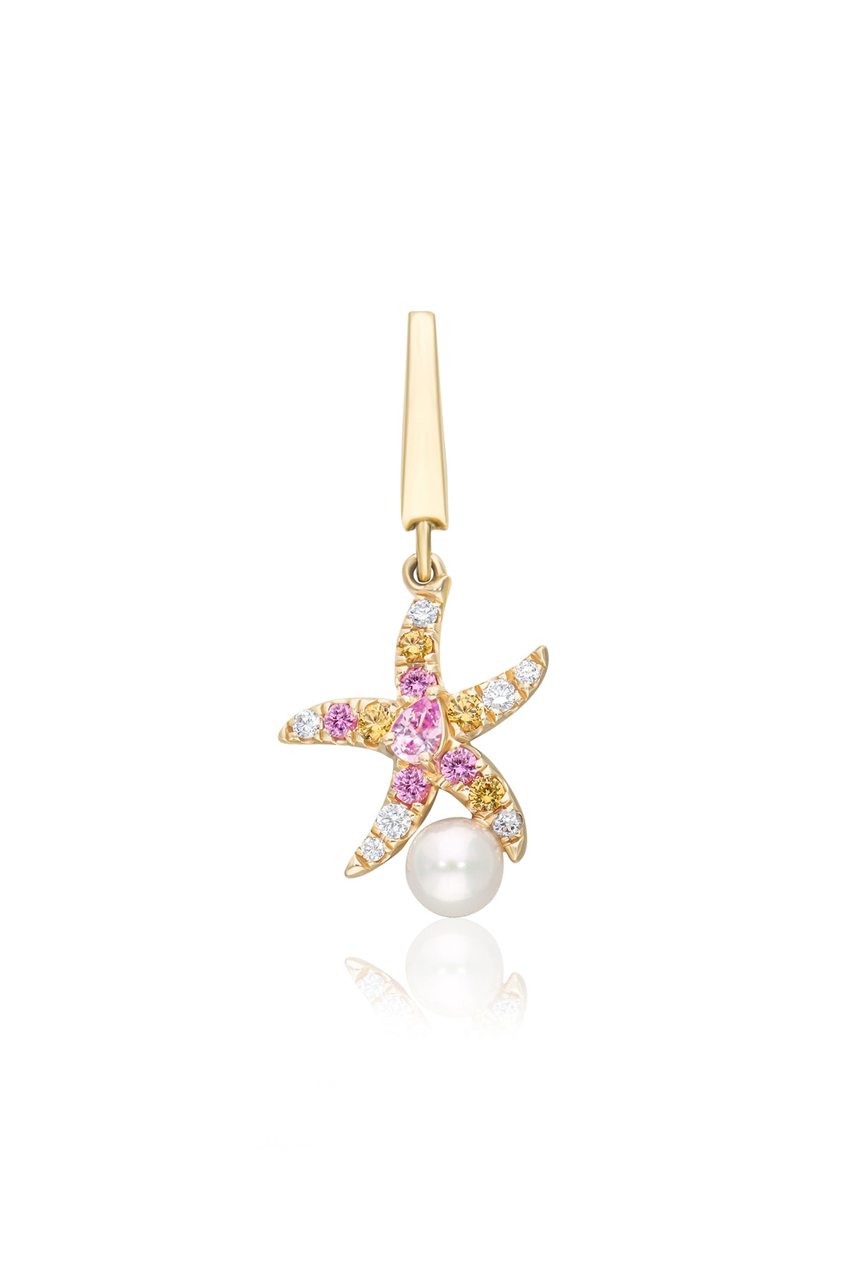 Pink Sapphire Sea Star Pearl Charm