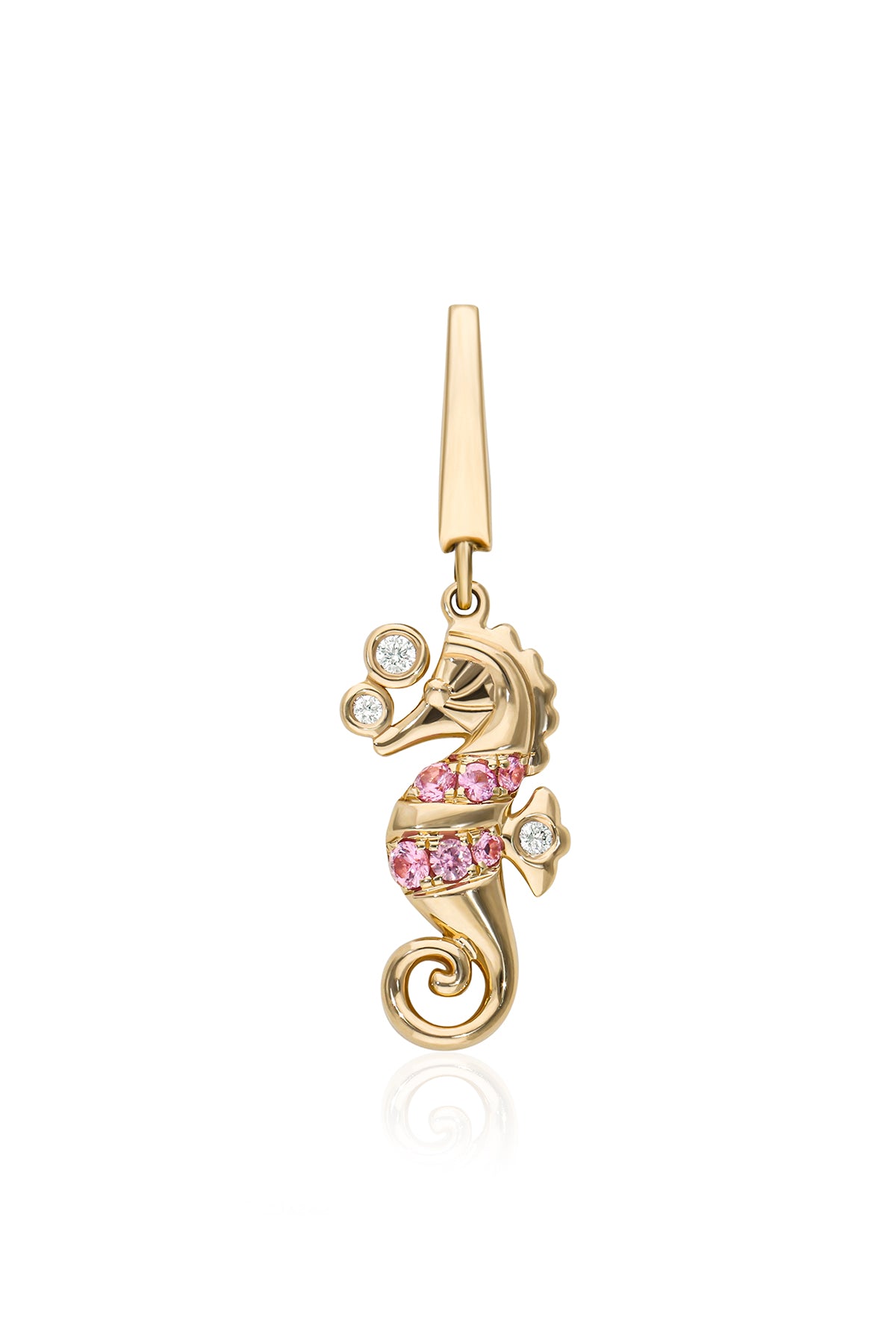 Pink Sapphire Seahorse Charm