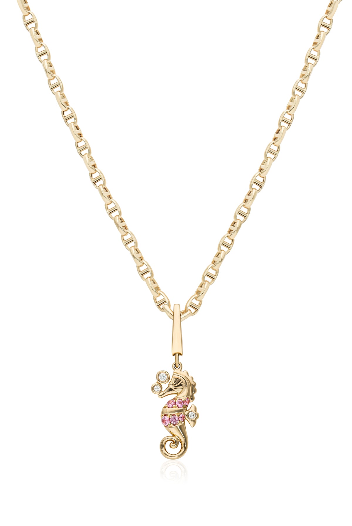 Pink Sapphire Seahorse Charm