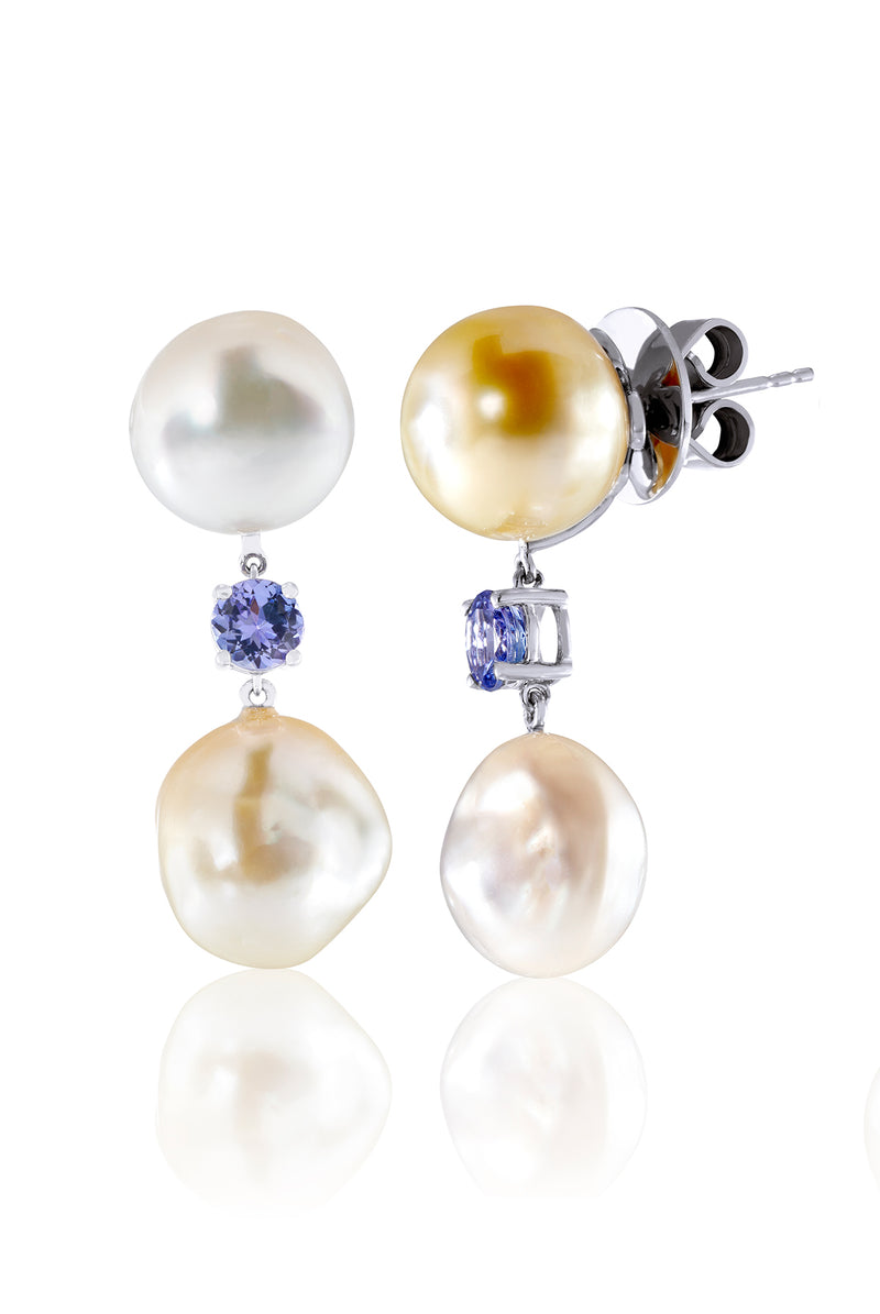 Tanzanite Baroque Pearl Earrings