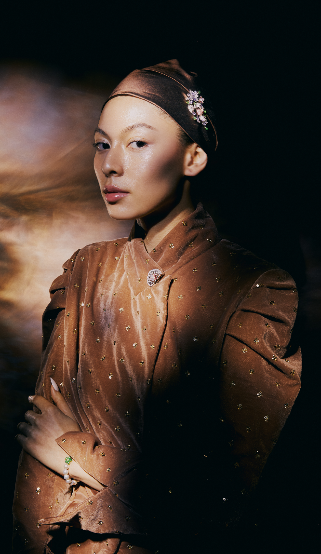 Orchidee Perlee Garden Clip Brooch