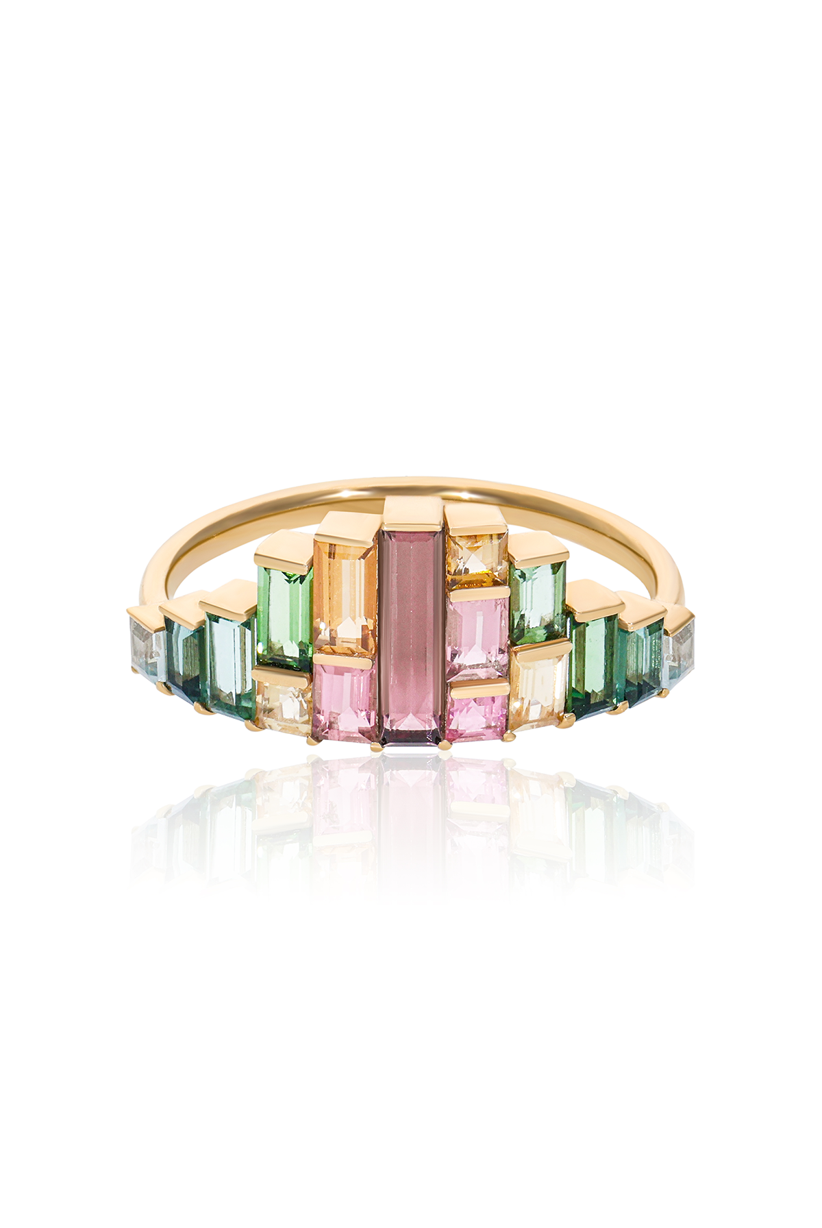 Peppermint Rainbow Art Deco Tourmaline Ring