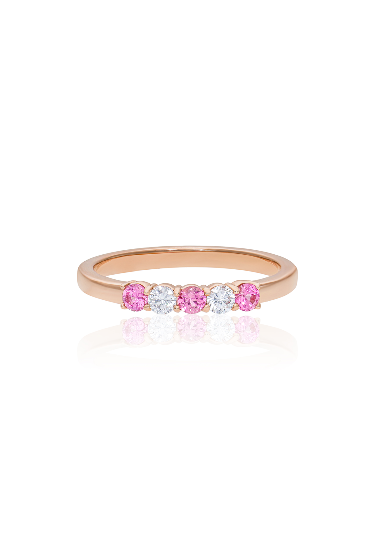 Marshmallow Diamond and Pink Sapphire Ring