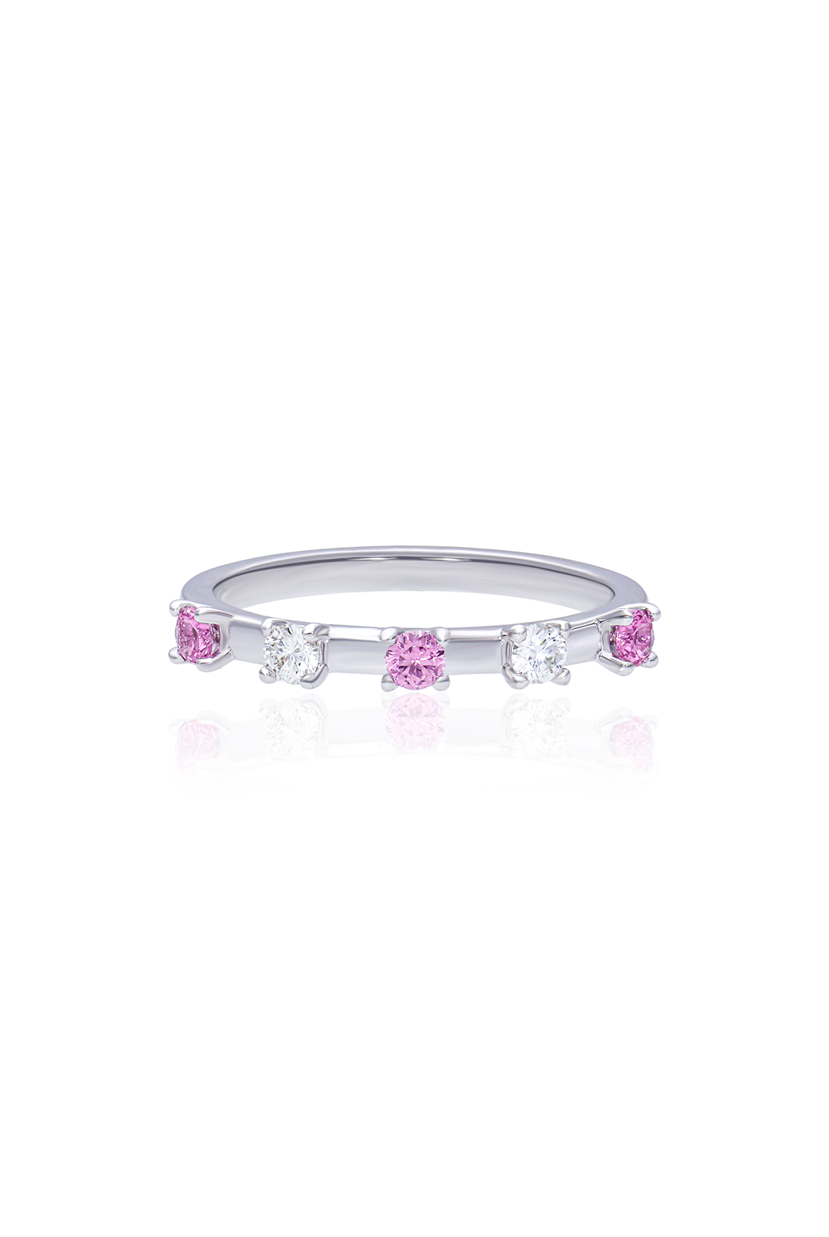 Marshmallow Interval Diamond and Pink Sapphire Ring