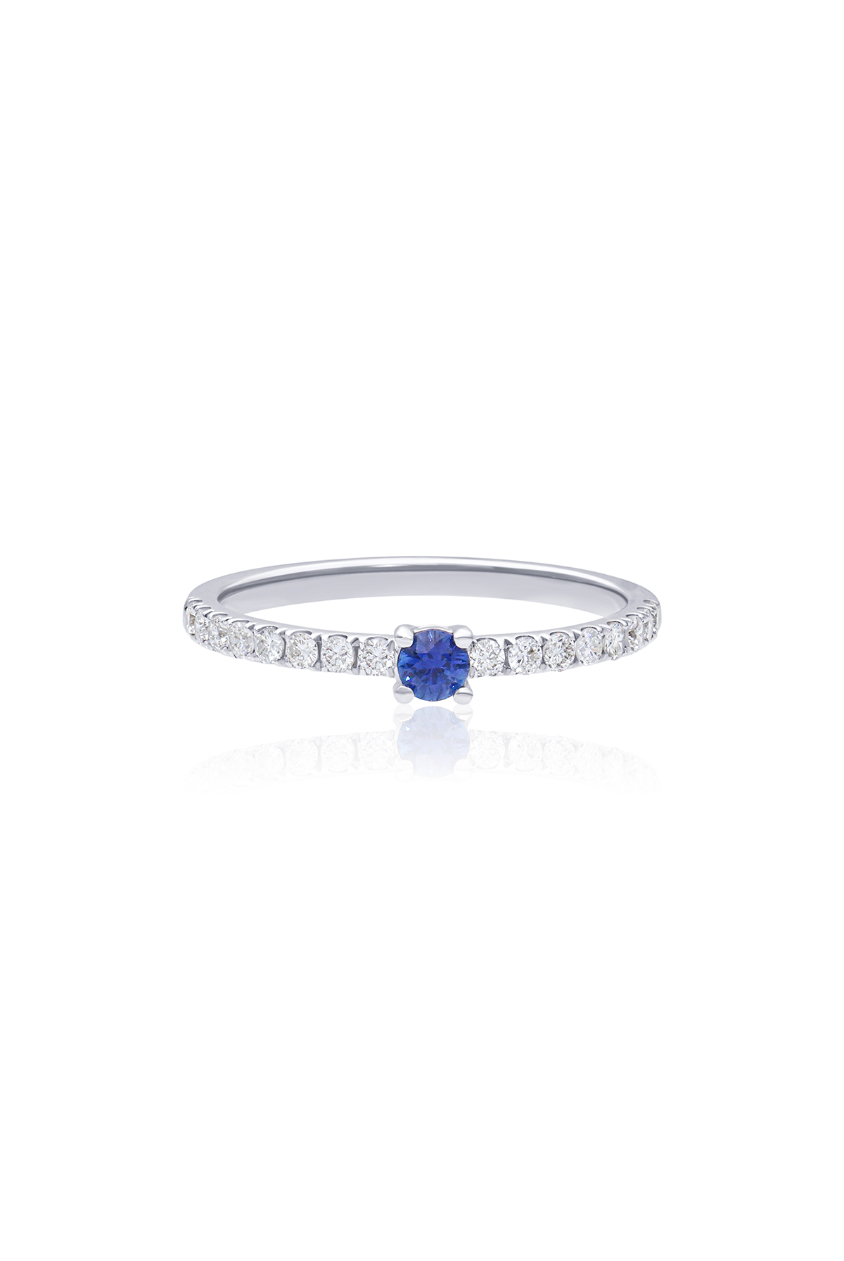 Blue Sapphire and Diamond Skittle Ring