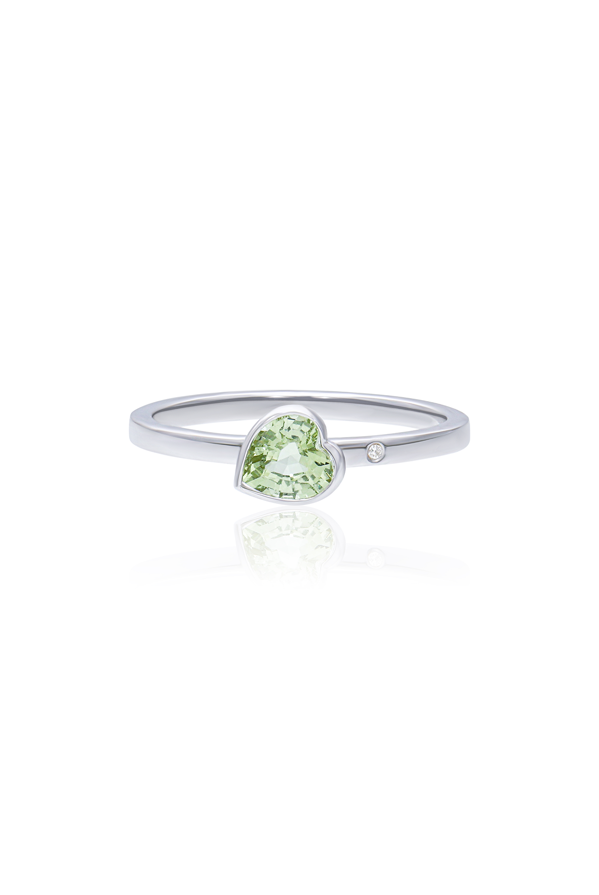 Macaron Heart Green Sapphire and Diamond Ring