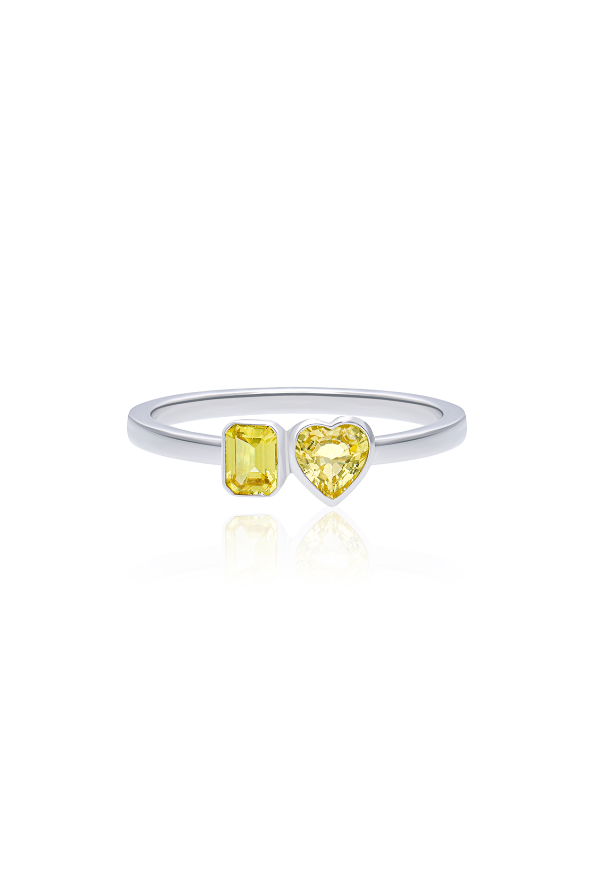 Honeycomb Toi Et Moi Yellow Sapphire Ring