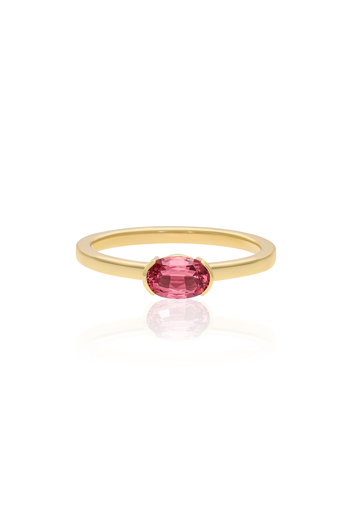 Jelly Bean Pink Tourmaline Ring in Bezel Setting