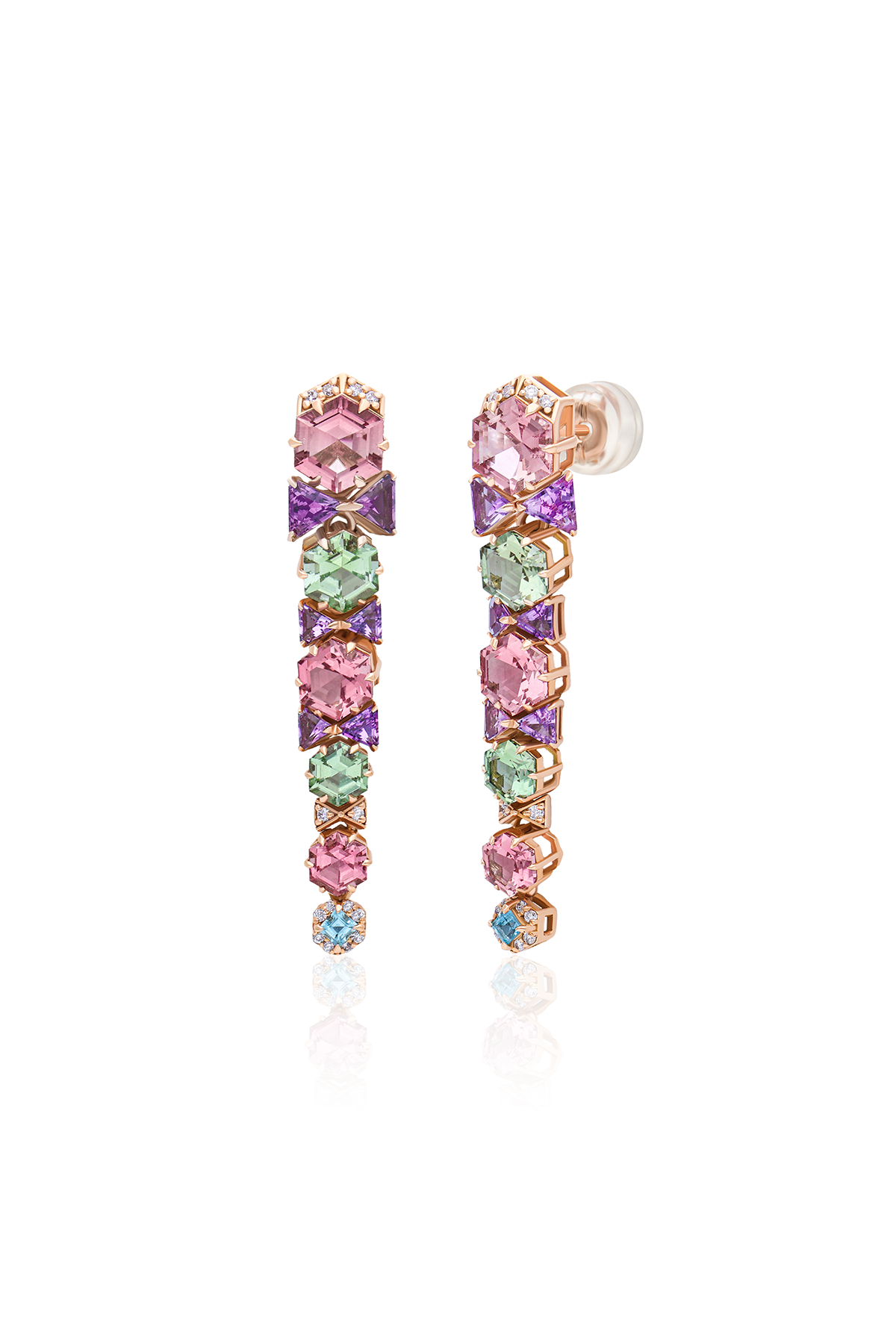 Gumdrop Amethyst and Tourmaline Earrings