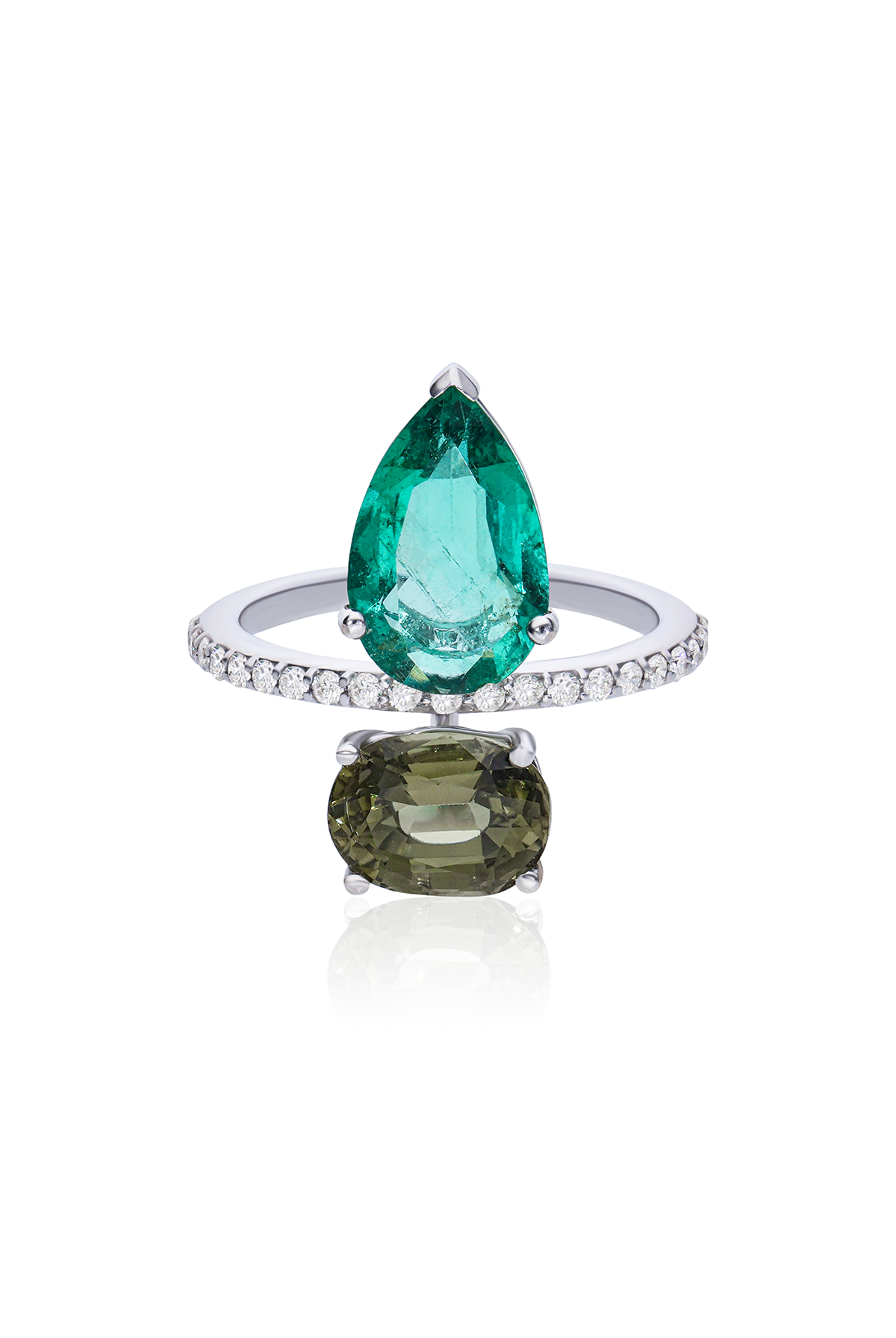 Giant Popsicle Emerald and Tourmaline Ring