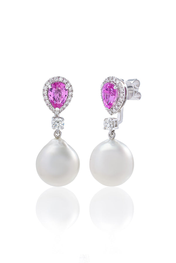 Pink Pear South Sea Pearl Earrings