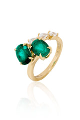 Emerald Oval Pear Toi et Moi Ring