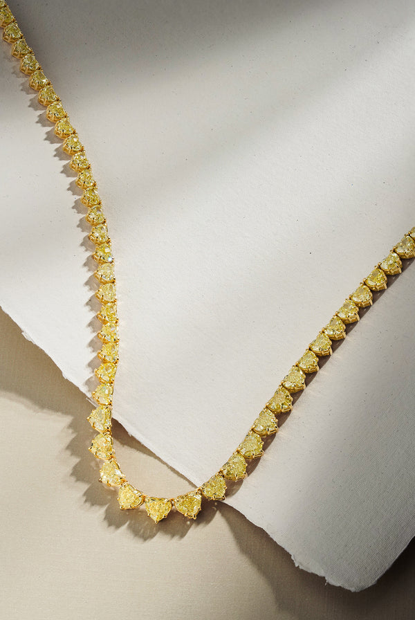 Fancy Yellow Diamond Heart Necklace
