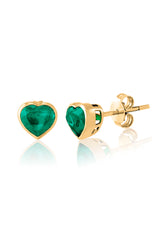 Heart cut Bezel Emerald Studs