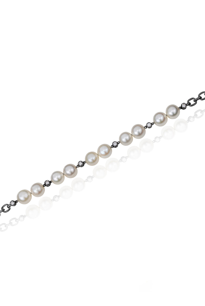 South Sea Pearls Link Diamond Bracelet