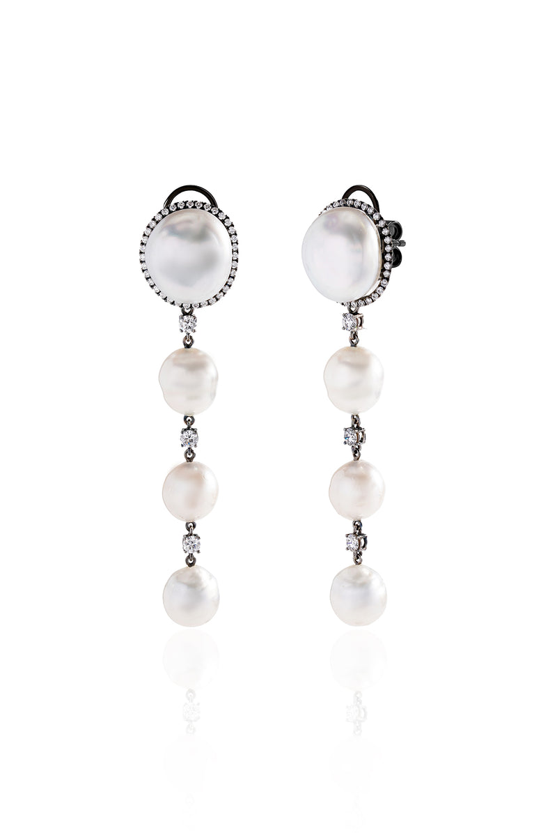 Slate Baroque Pearl Drop Earrings