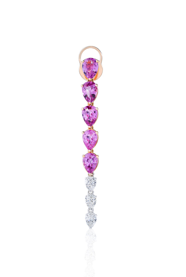 Pink Sapphire & Diamond Single Drop Earring