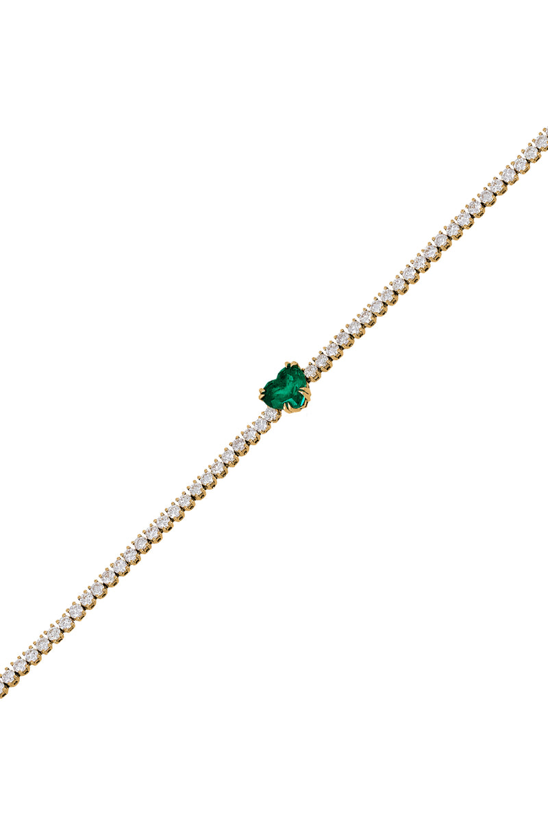 Heart cut Emerald Tennis Bracelet