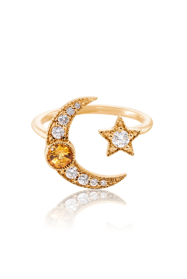 Star & Moon Yellow Sapphire Ring