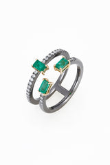 Trois Black Emerald Ring
