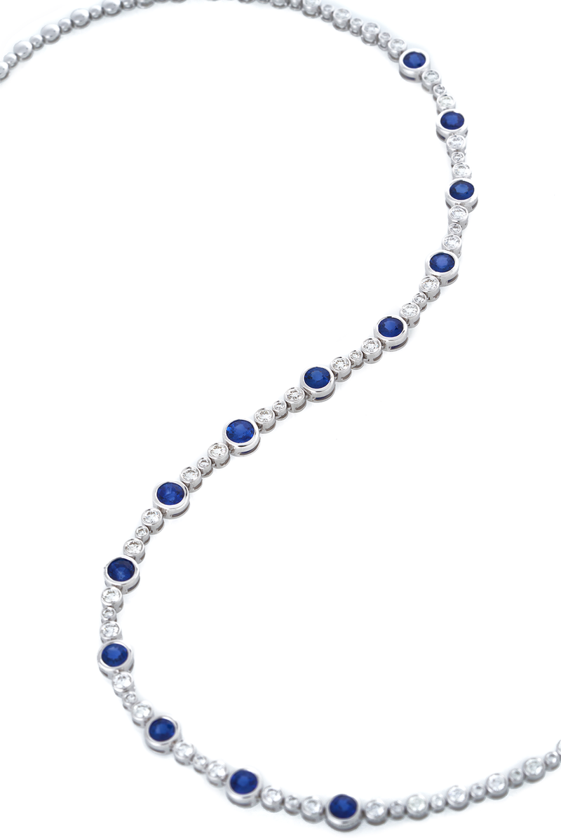 Silas Bezel Diamond & Sapphire Necklace